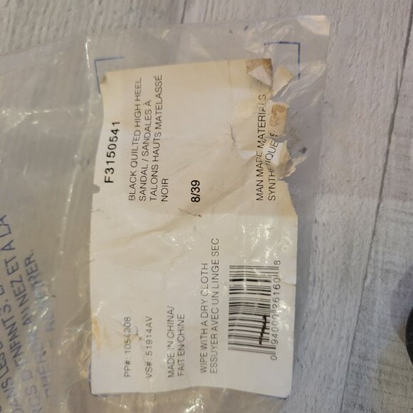 Black Quilted High Heel Sandals With Gold Chain Decoration & Studs Size 8 - Picture 5 of 7